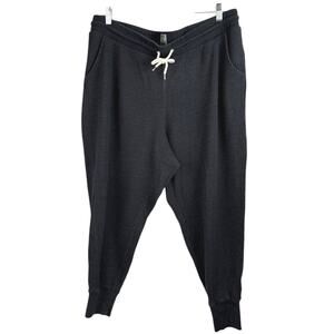 GAP Sweats Black Rib Knit Tapered High Waist Drawstring Trousers Jogger Pants XL